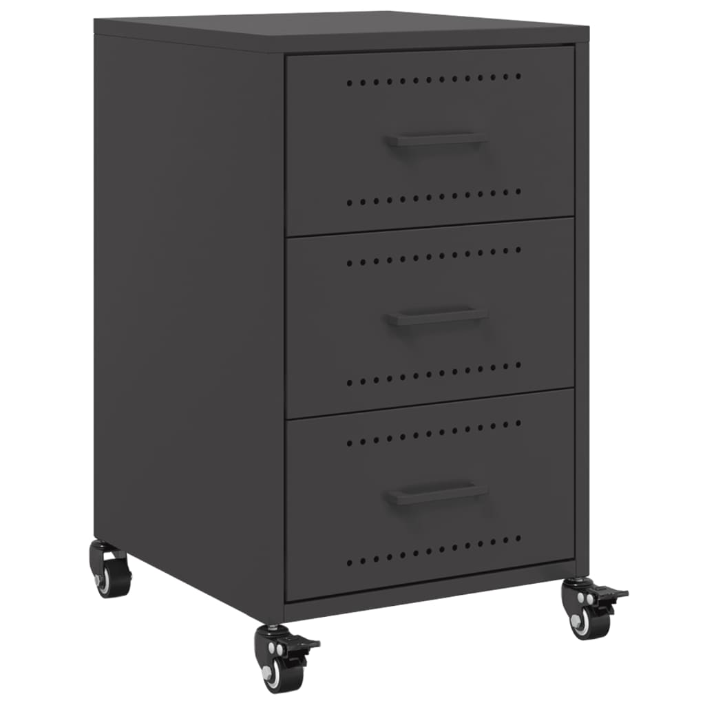 Sleek Black Steel Bedside Cabinet 36x39x59 cm | Modern Design