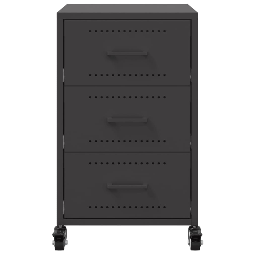 Sleek Black Steel Bedside Cabinet 36x39x59 cm | Modern Design