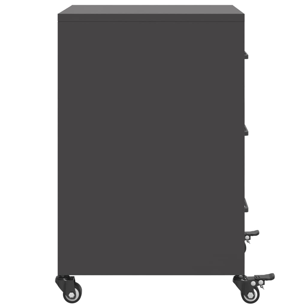Sleek Black Steel Bedside Cabinet 36x39x59 cm | Modern Design