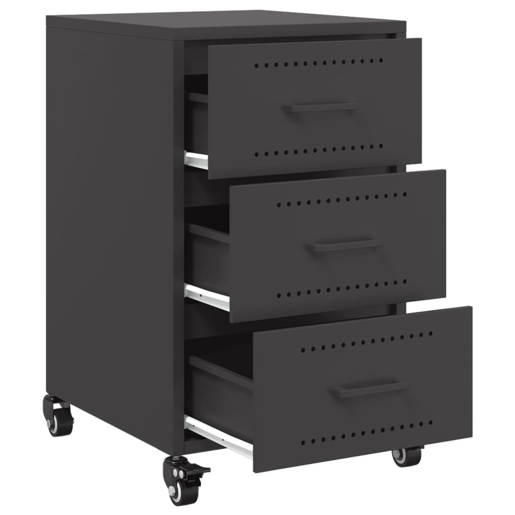 Sleek Black Steel Bedside Cabinet 36x39x59 cm | Modern Design