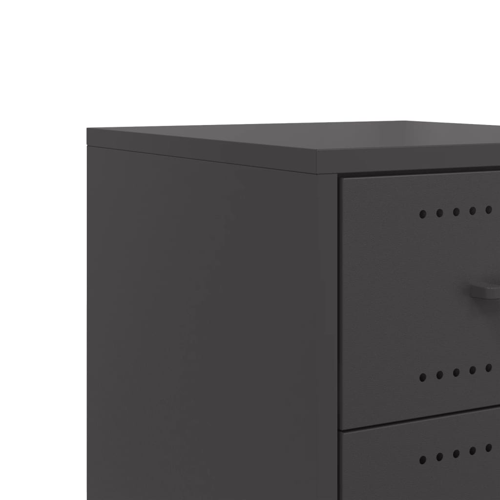 Sleek Black Steel Bedside Cabinet 36x39x59 cm | Modern Design