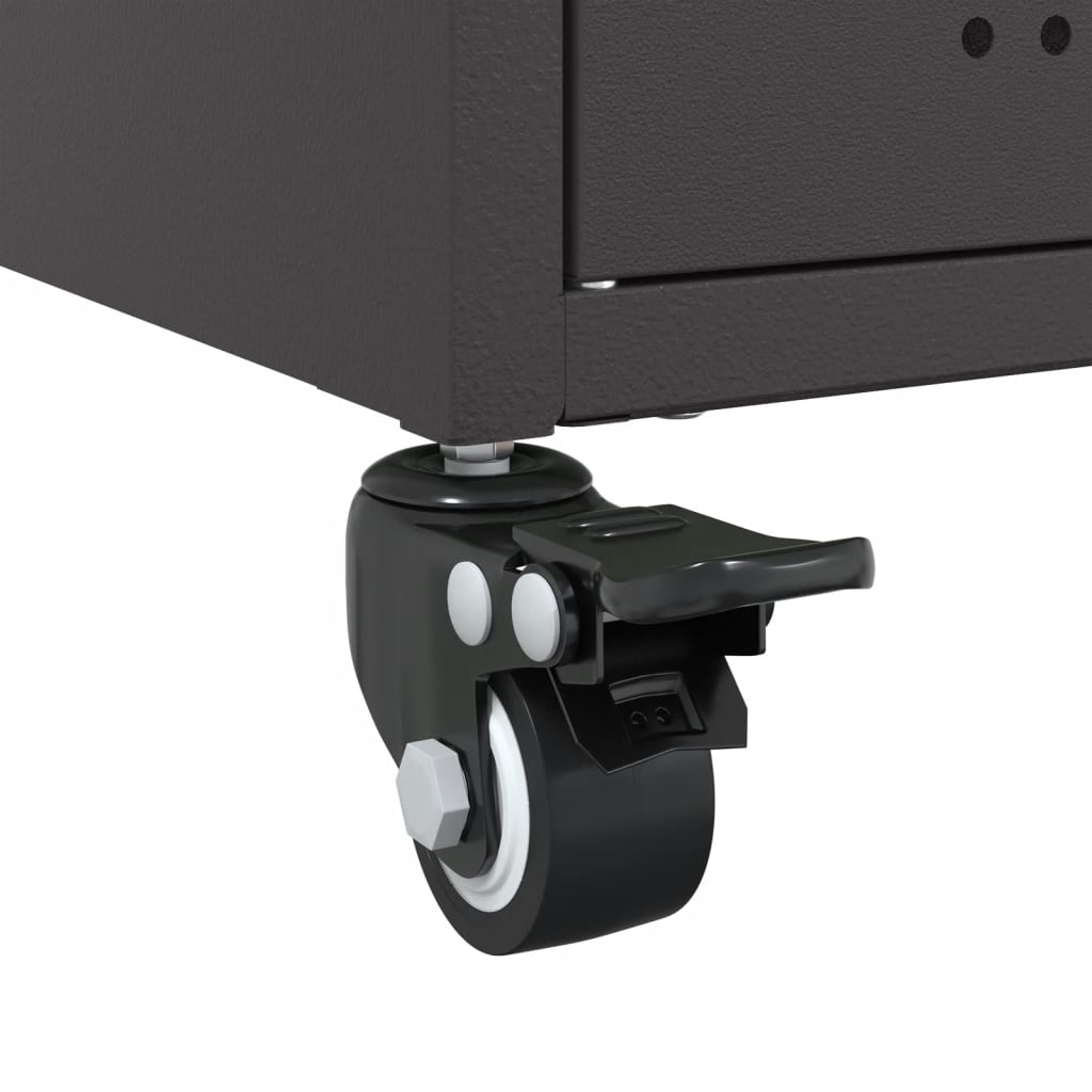 Sleek Black Steel Bedside Cabinet 36x39x59 cm | Modern Design