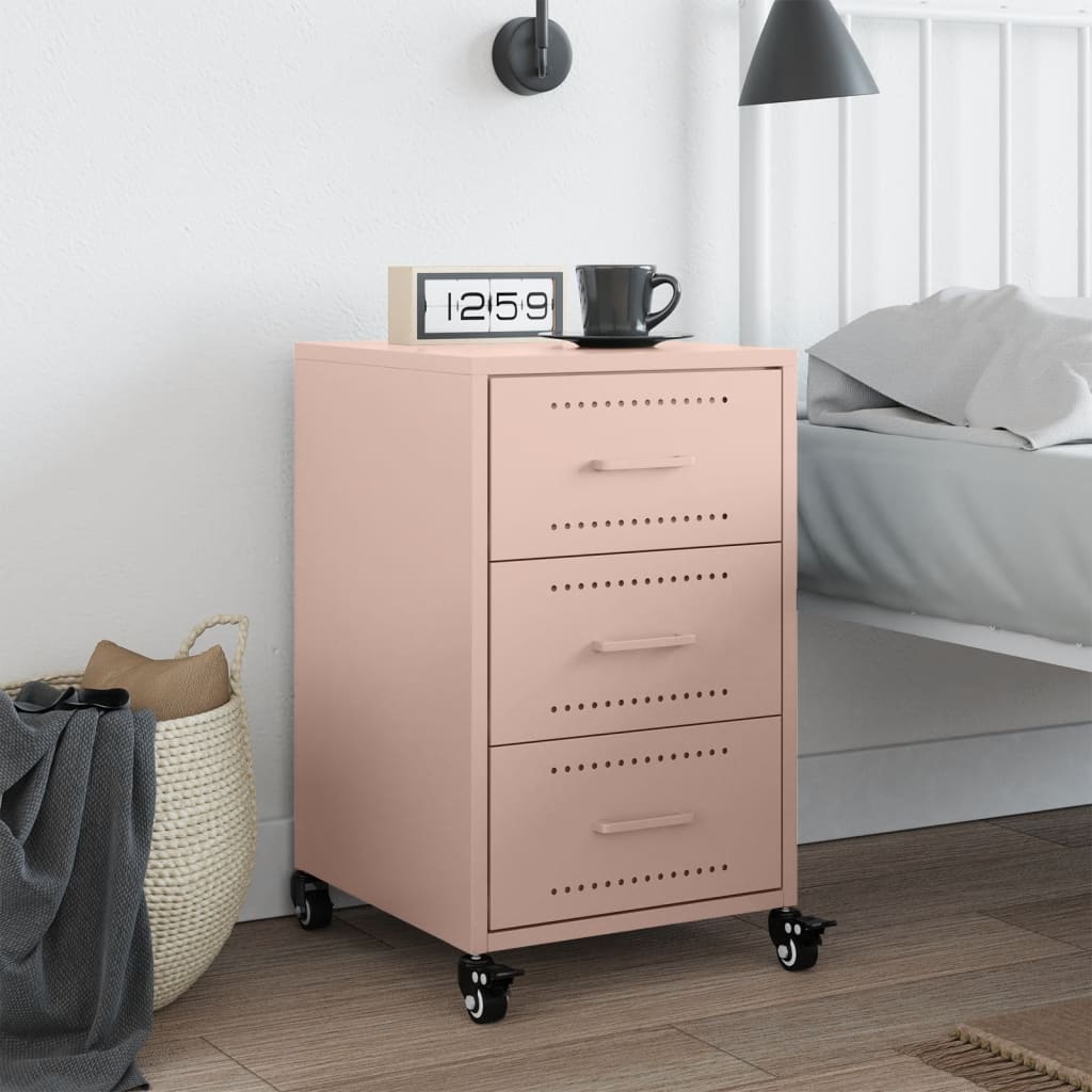 Stylish Pink Steel Bedside Cabinet 36x39x59 cm