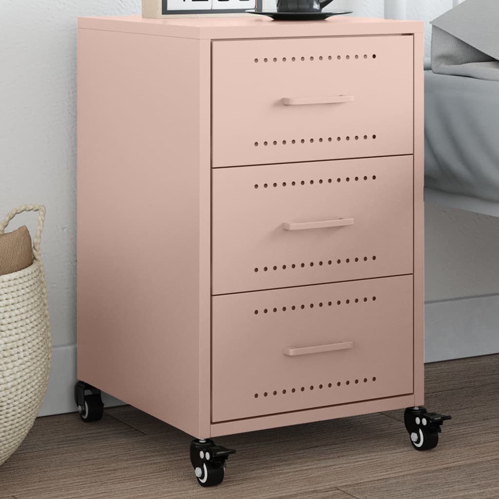 Stylish Pink Steel Bedside Cabinet 36x39x59 cm