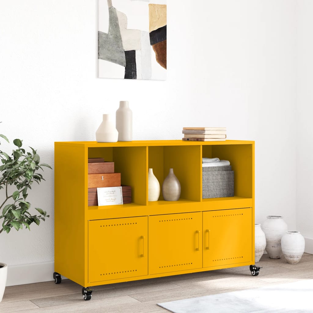 Mustard Yellow Steel Sideboard 100.5x39x72 cm