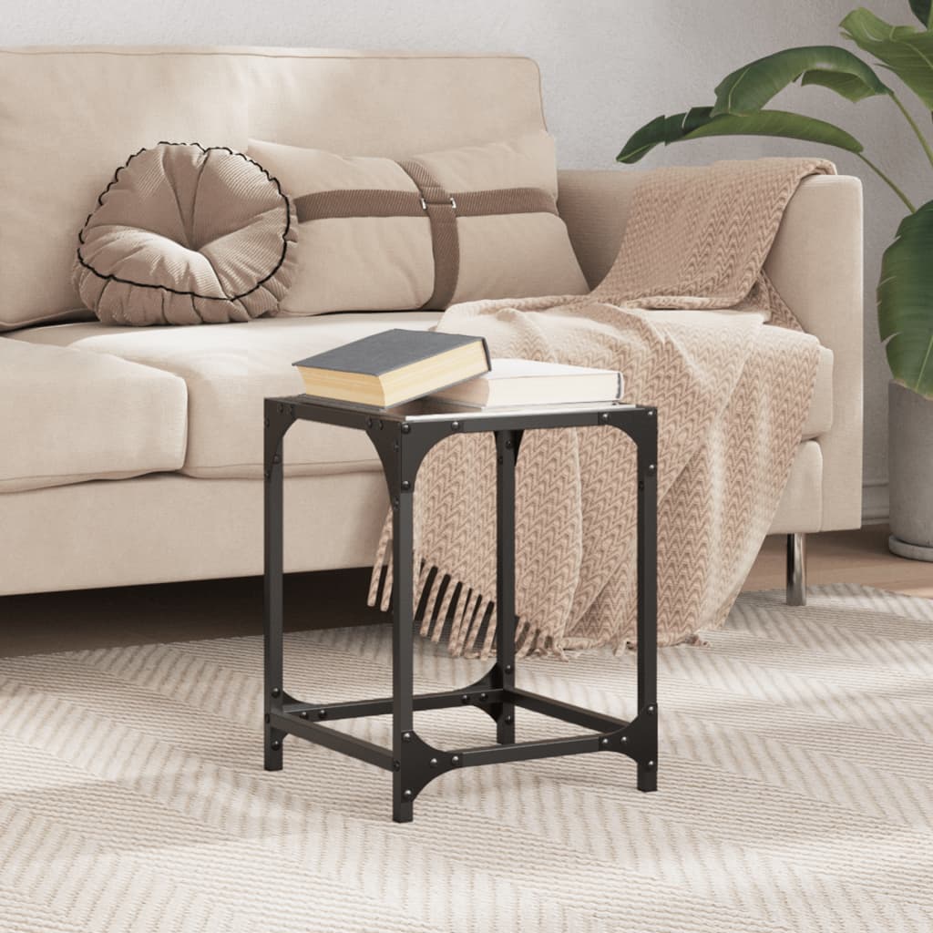 Coffee Table with Black Glass Top 30x30x40 cm Steel