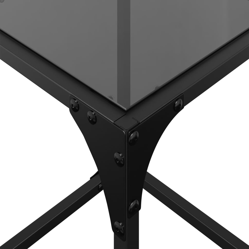 Coffee Table with Black Glass Top 30x30x40 cm Steel