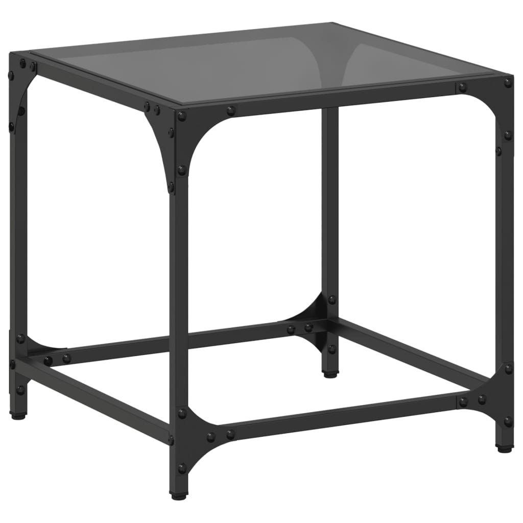 Coffee Table with Black Glass Top 40x40x40 cm Steel