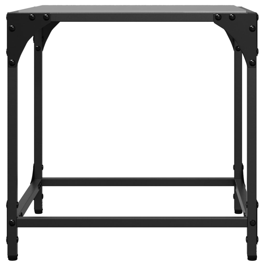 Coffee Table with Black Glass Top 40x40x40 cm Steel