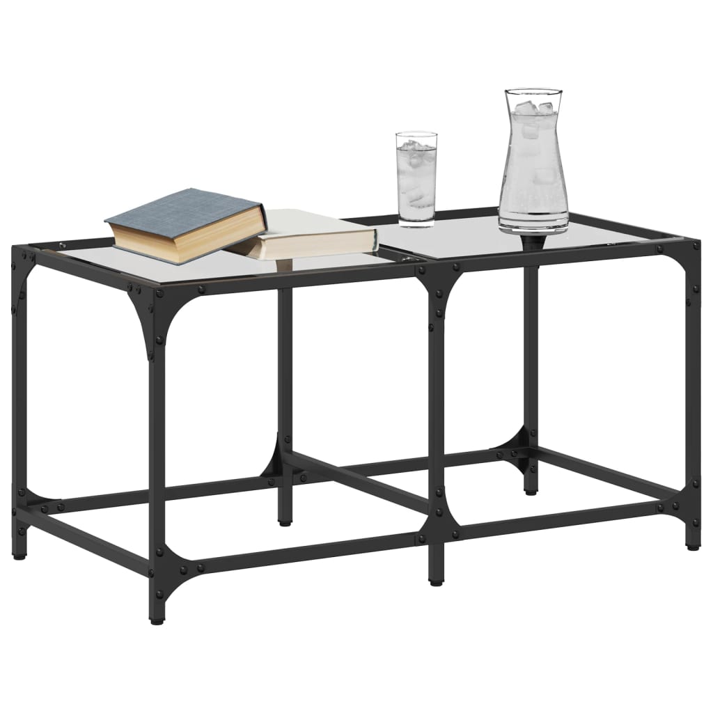 Coffee Table with Transparent Glass Top 78.5x40x40 cm Steel