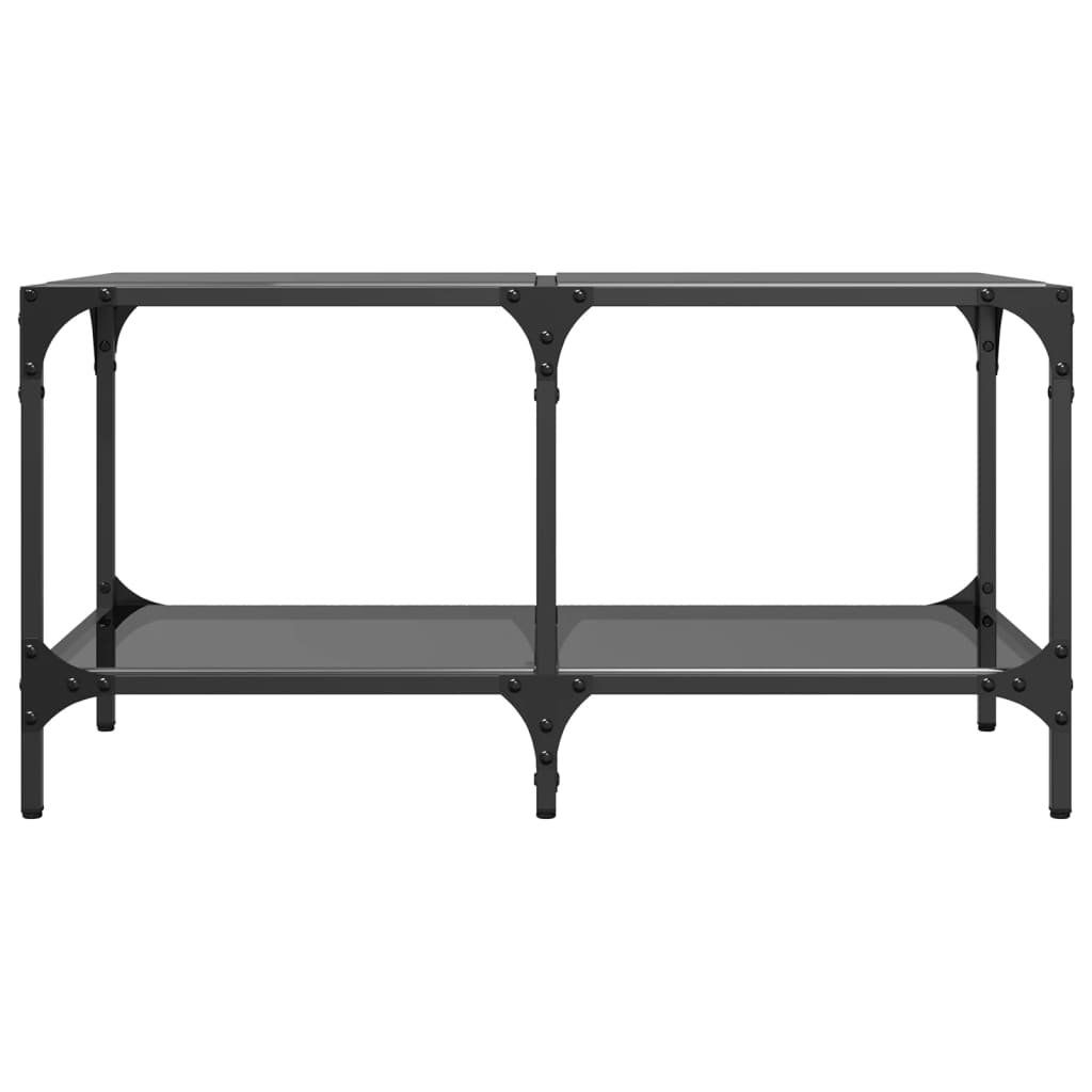 Coffee Table with Black Glass Top 78.5x40x40 cm Steel