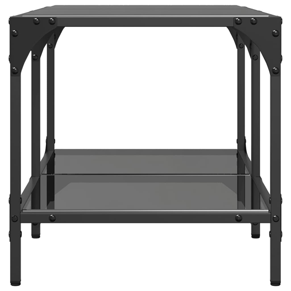 Coffee Table with Black Glass Top 78.5x40x40 cm Steel