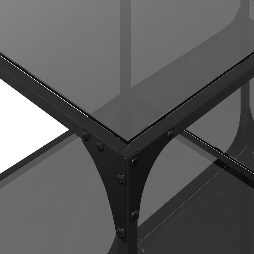 Coffee Table with Black Glass Top 78.5x40x40 cm Steel