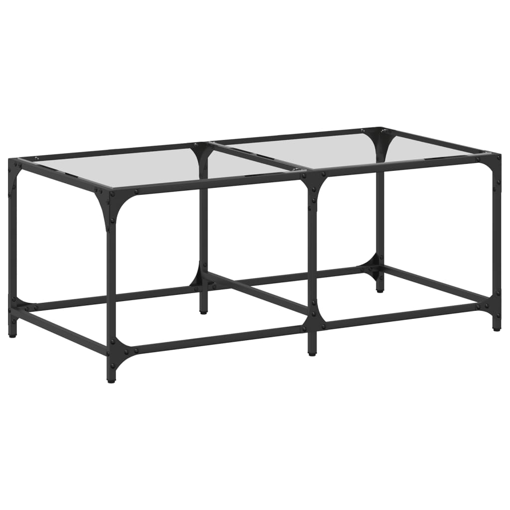Coffee Table with Transparent Glass Top 98.5x50x40 cm Steel