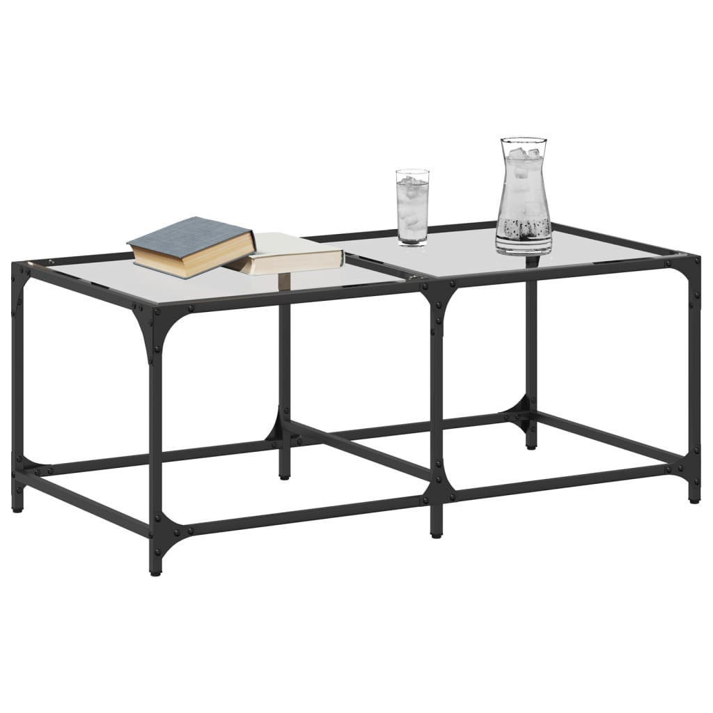 Coffee Table with Transparent Glass Top 98.5x50x40 cm Steel