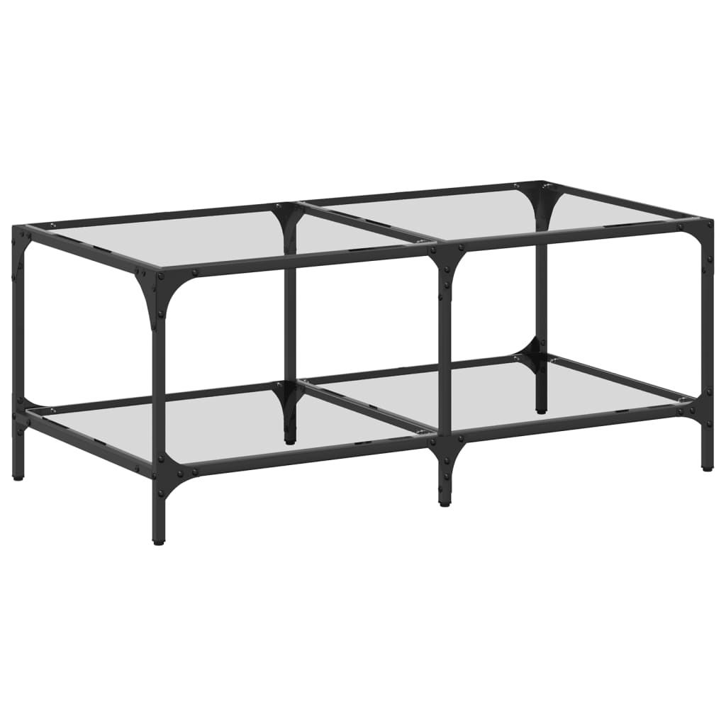Coffee Table with Transparent Glass Top 98.5x50x40 cm Steel