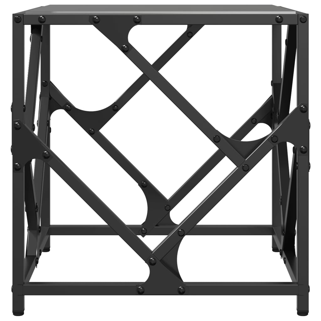 Coffee Table with Black Glass Top 40x40x41 cm Steel