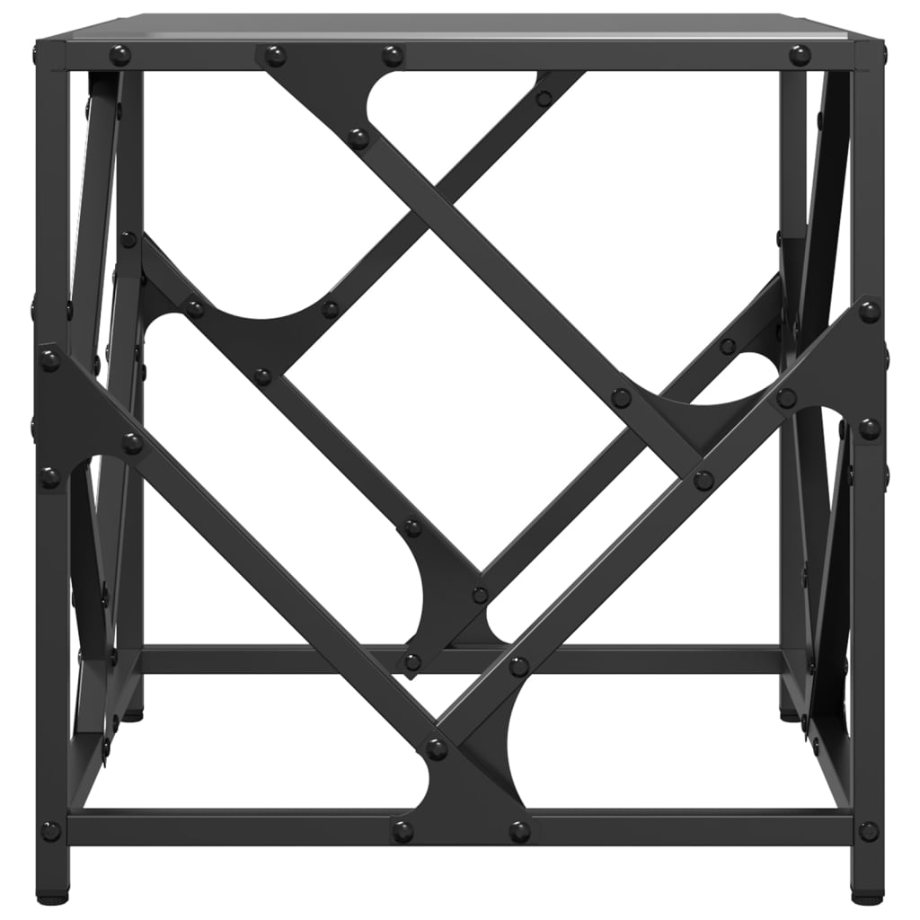 Coffee Table with Black Glass Top 40x40x41 cm Steel