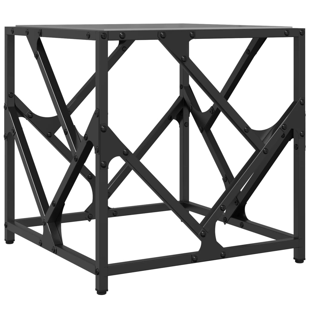 Coffee Table with Black Glass Top 40x40x41 cm Steel