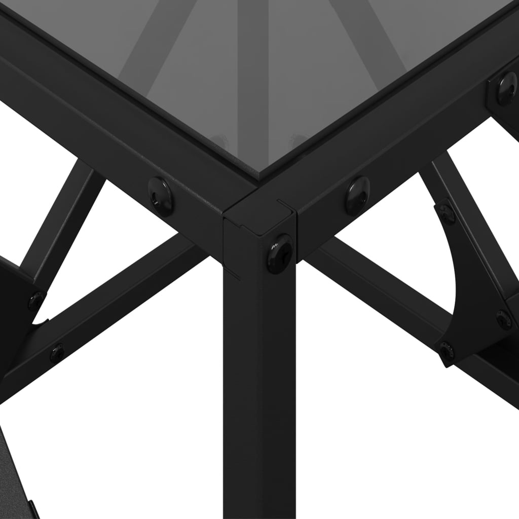 Coffee Table with Black Glass Top 40x40x41 cm Steel