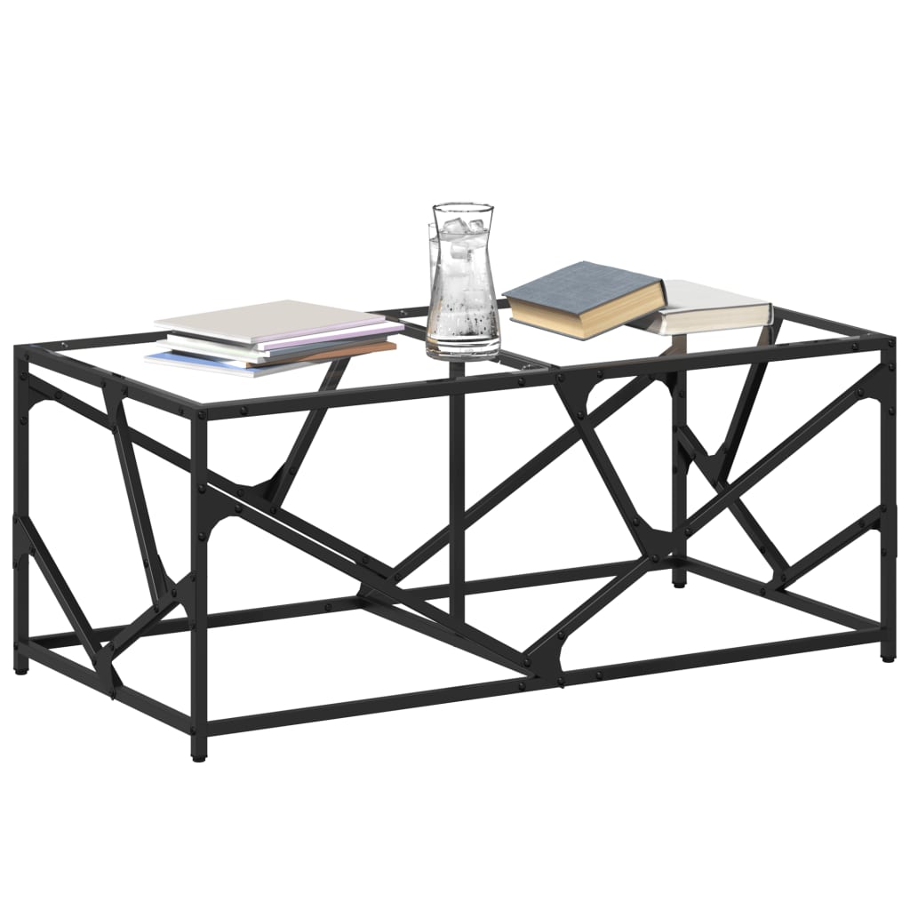 Coffee Table with Transparent Glass Top 98.5x50x41 cm Steel