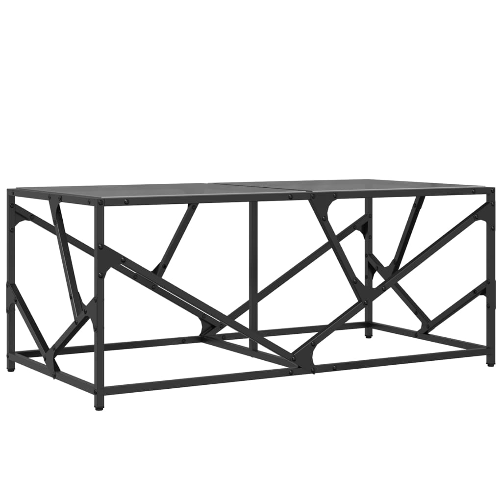 Coffee Table with Black Glass Top 98.5x50x41 cm Steel