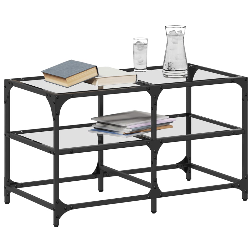 Coffee Table with Transparent Glass Top 78.5x40x45 cm Steel