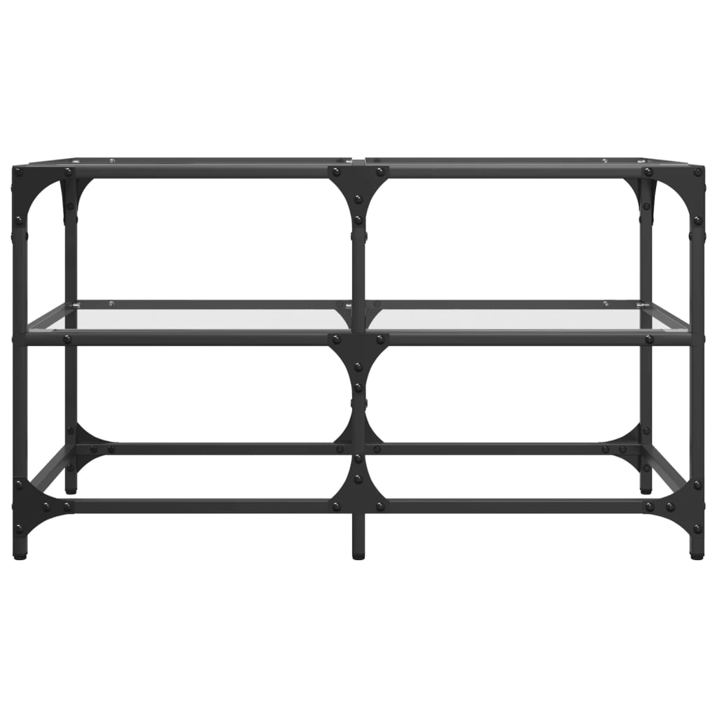 Coffee Table with Transparent Glass Top 78.5x40x45 cm Steel
