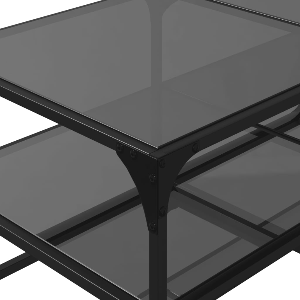 Coffee Table with Black Glass Top 98.5x50x45 cm Steel
