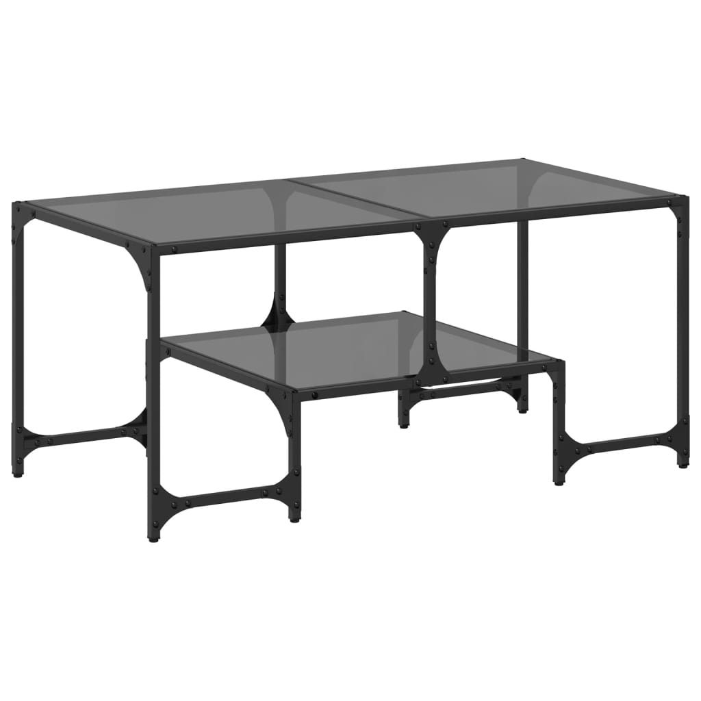 Coffee Table with Black Glass Top 98.5x50x45 cm Steel