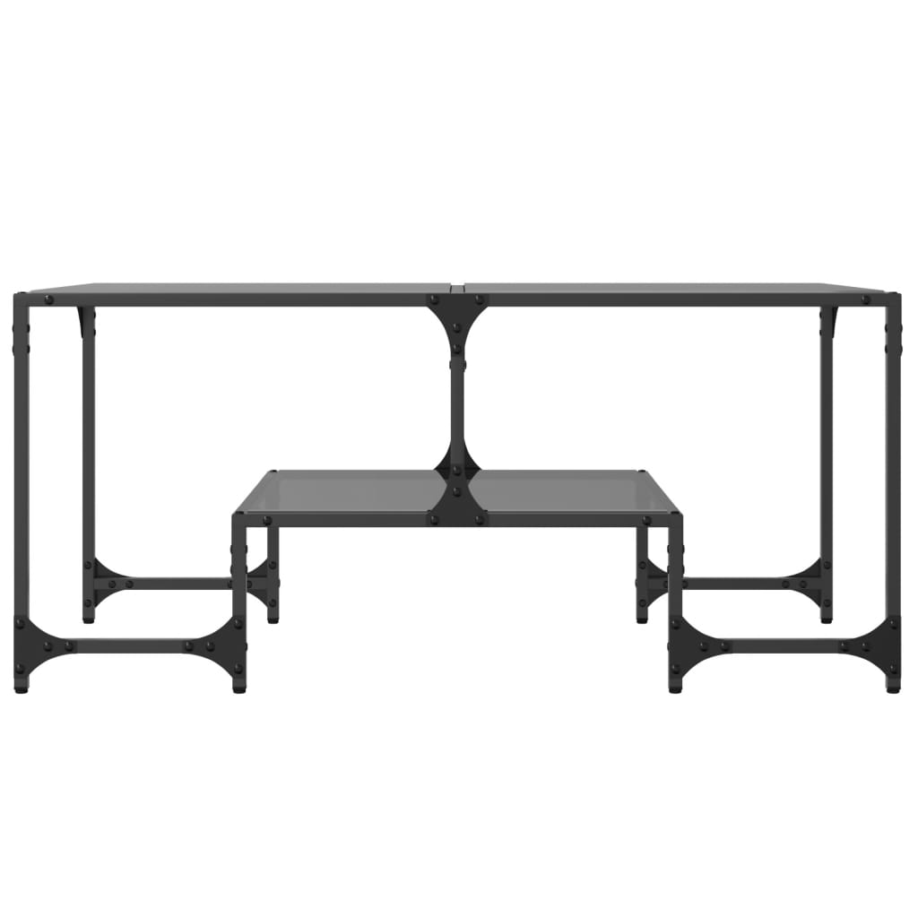 Coffee Table with Black Glass Top 98.5x50x45 cm Steel