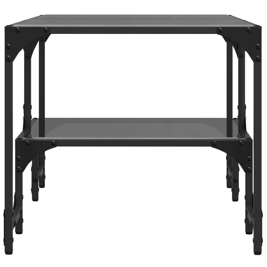 Coffee Table with Black Glass Top 98.5x50x45 cm Steel
