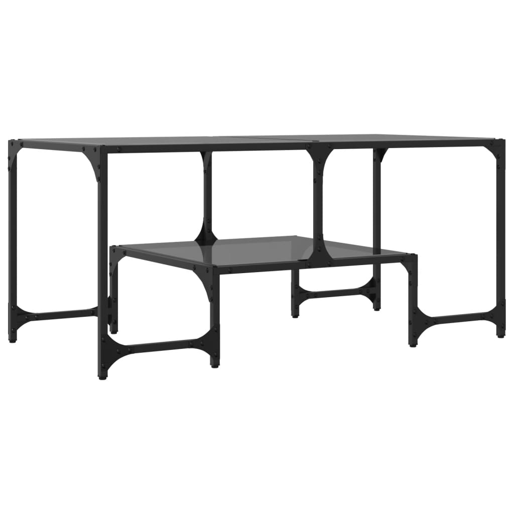 Coffee Table with Black Glass Top 98.5x50x45 cm Steel