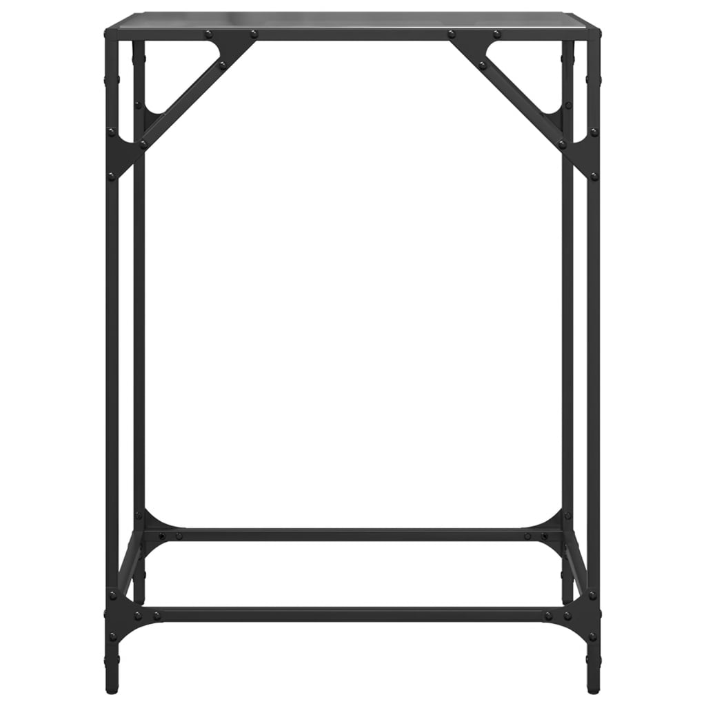 Sleek Console Table Black Glass Top 60x35x81 cm, Steel Frame