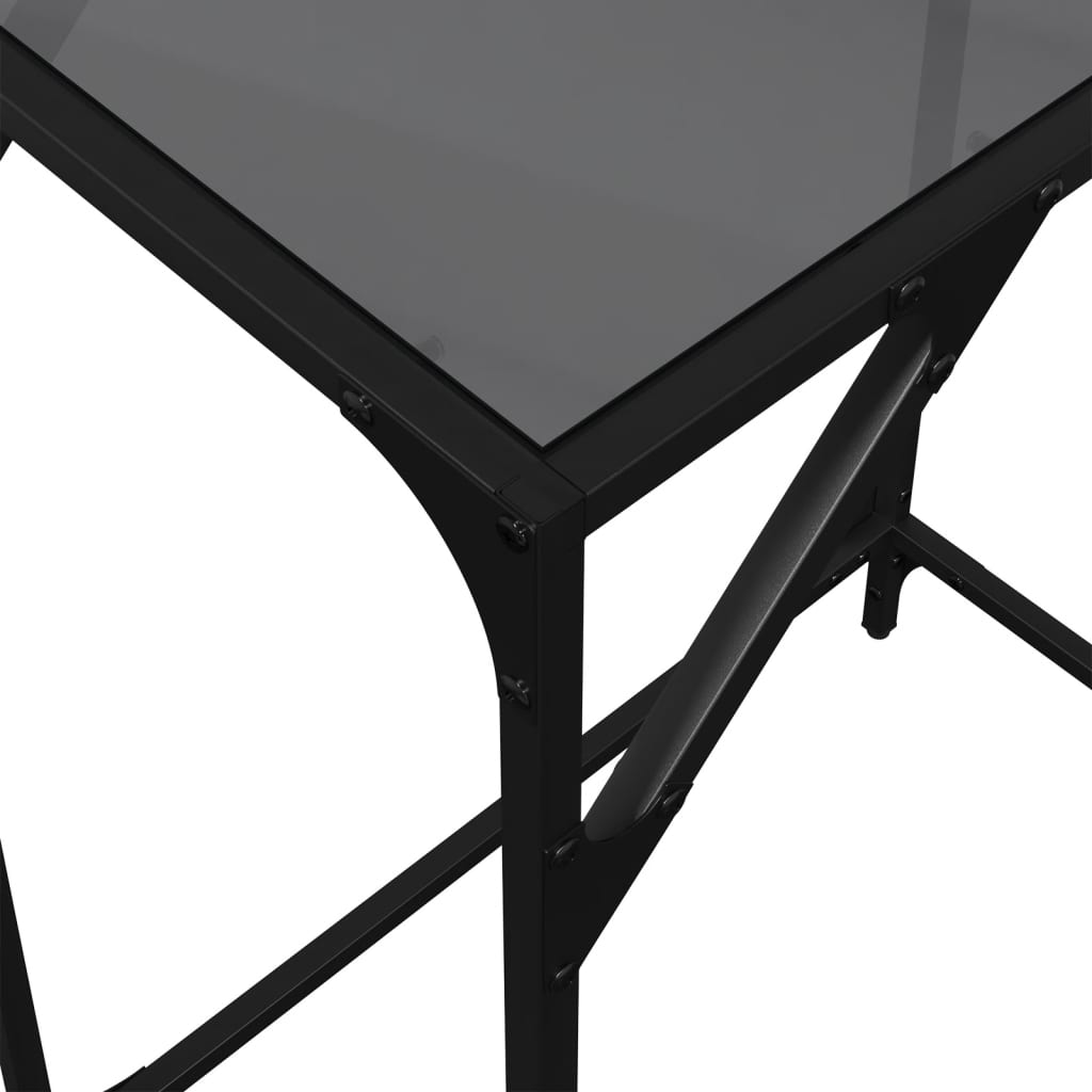 Sleek Console Table Black Glass Top 60x35x81 cm, Steel Frame