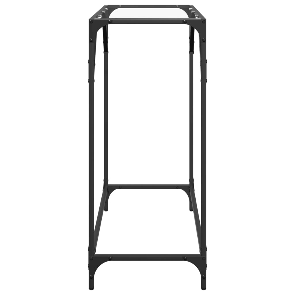 Steel Console Table with Transparent Glass Top, 80x35x81 cm