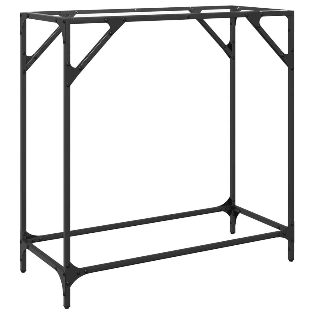 Steel Console Table with Transparent Glass Top, 80x35x81 cm