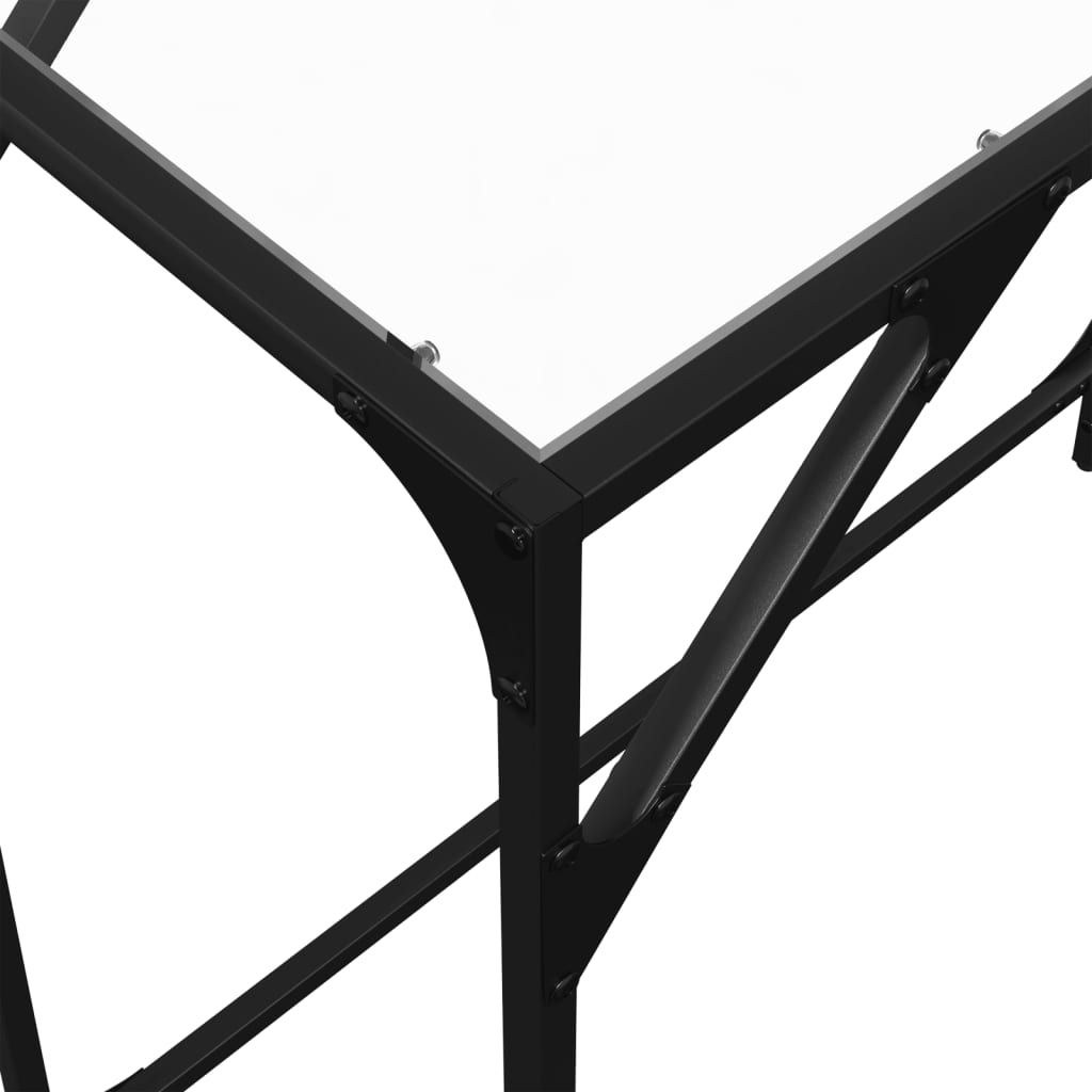 Steel Console Table with Transparent Glass Top, 80x35x81 cm