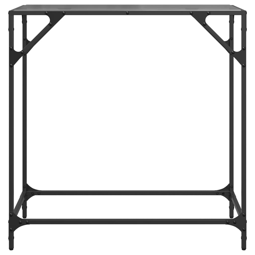 Sleek Black Glass Console Table 80x35x81 cm with Steel Frame