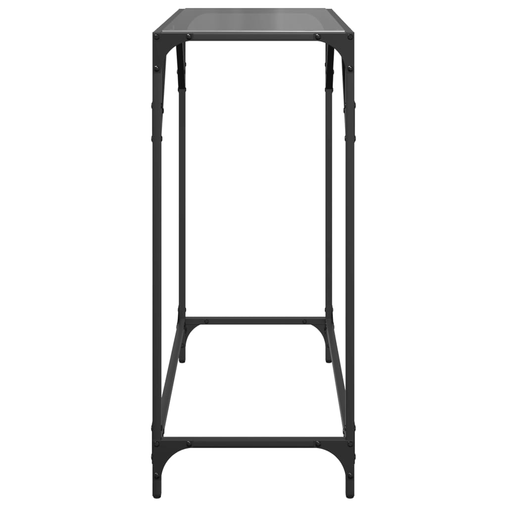 Sleek Black Glass Console Table 80x35x81 cm with Steel Frame