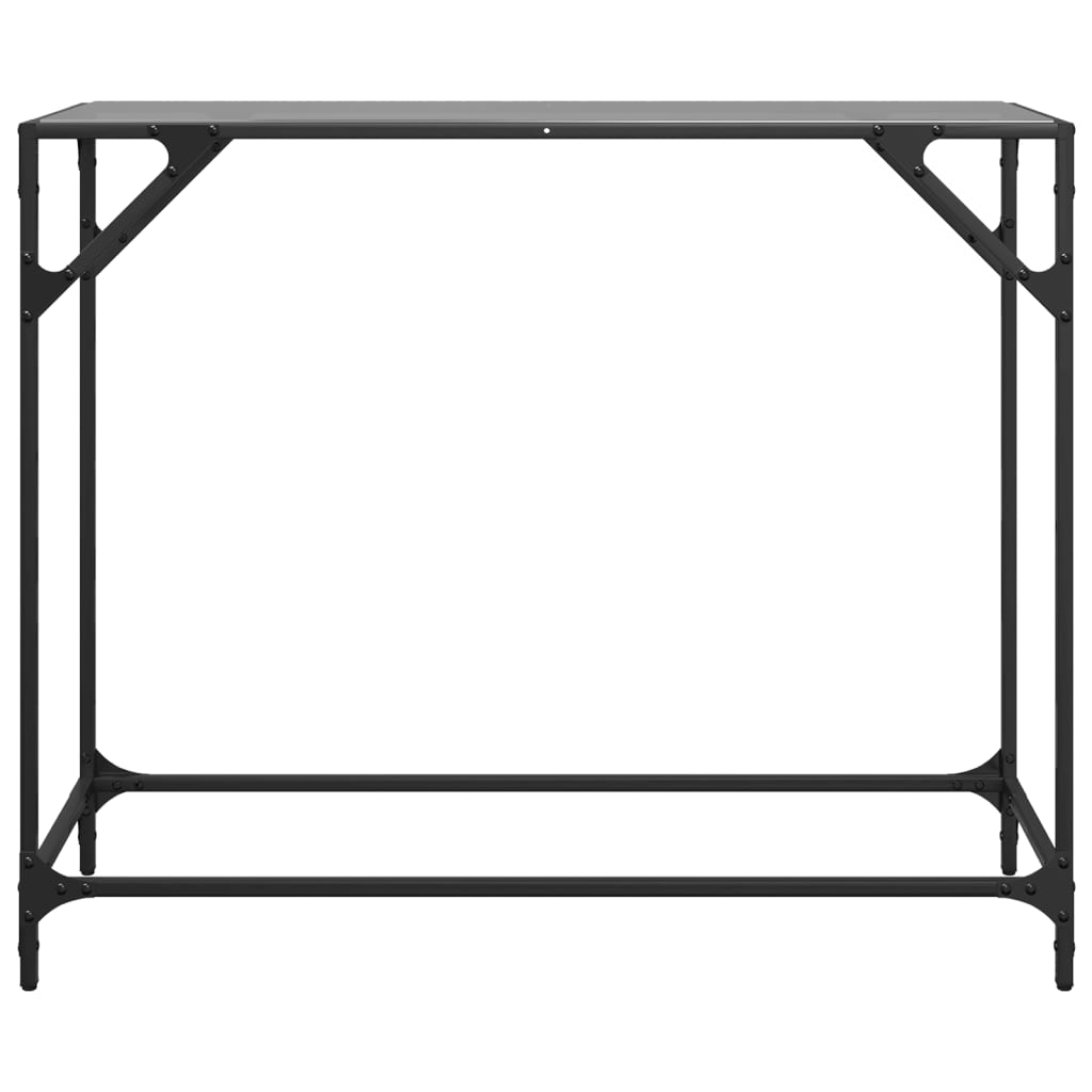 Elegant Console Table with Black Glass Top & Steel Frame, 98x35x81 cm