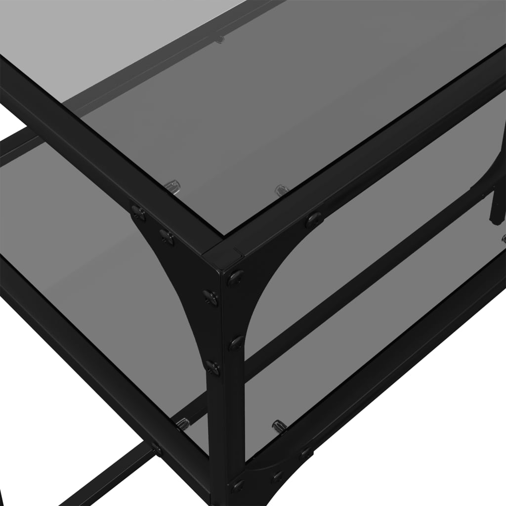 Sleek Black Glass Console Table 98x35x81 cm with Steel Frame