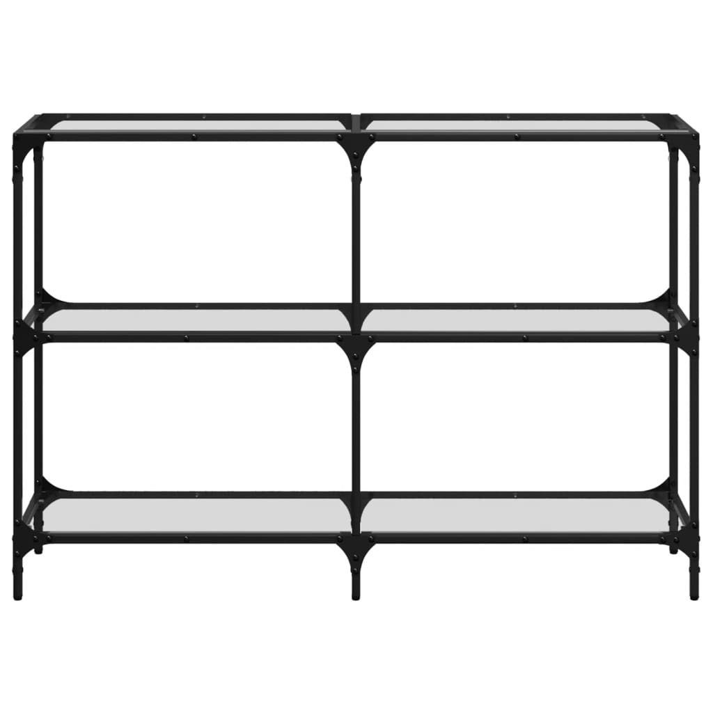 Modern Steel Console Table with Transparent Glass Top, 118.5x30x81 cm