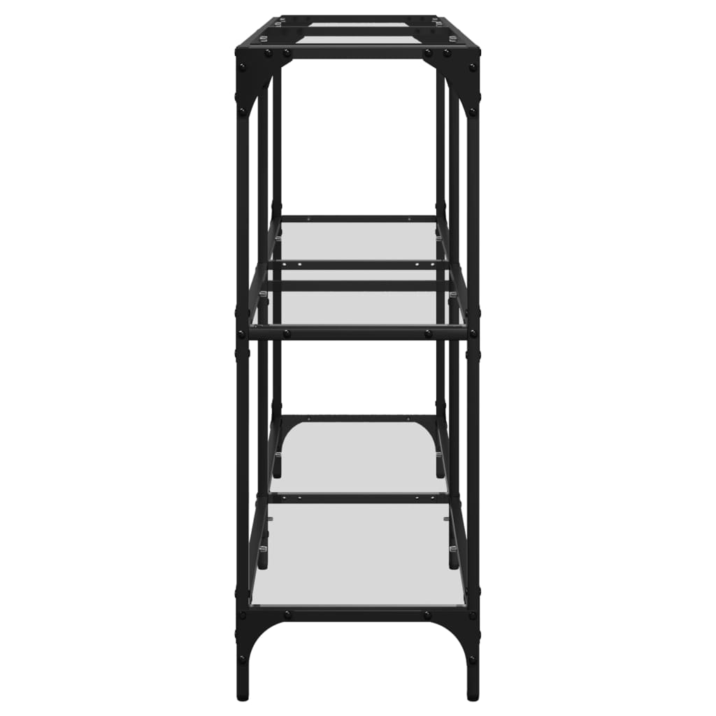 Modern Steel Console Table with Transparent Glass Top, 118.5x30x81 cm