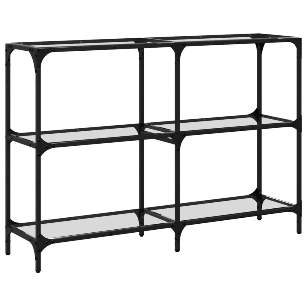 Modern Steel Console Table with Transparent Glass Top, 118.5x30x81 cm