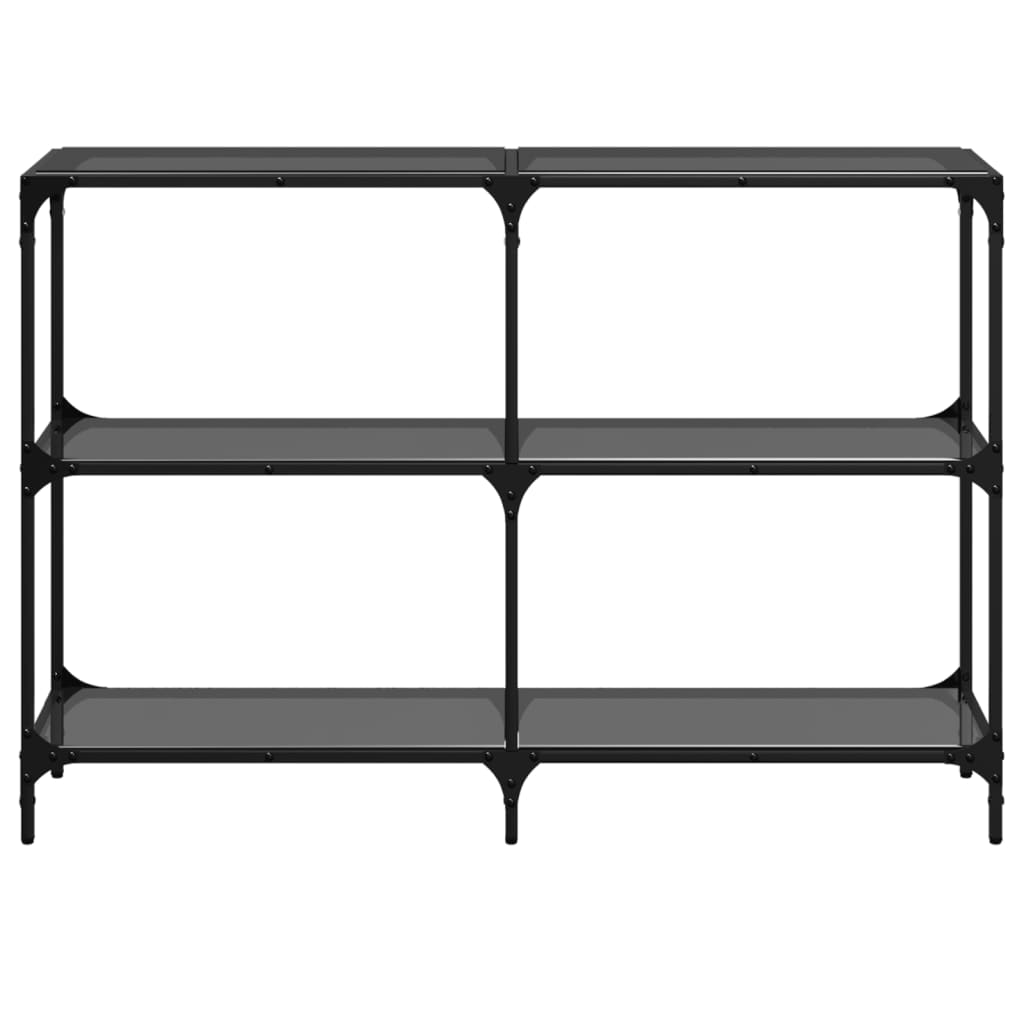 Sleek Console Table 118.5cm - Black Glass & Steel Frame