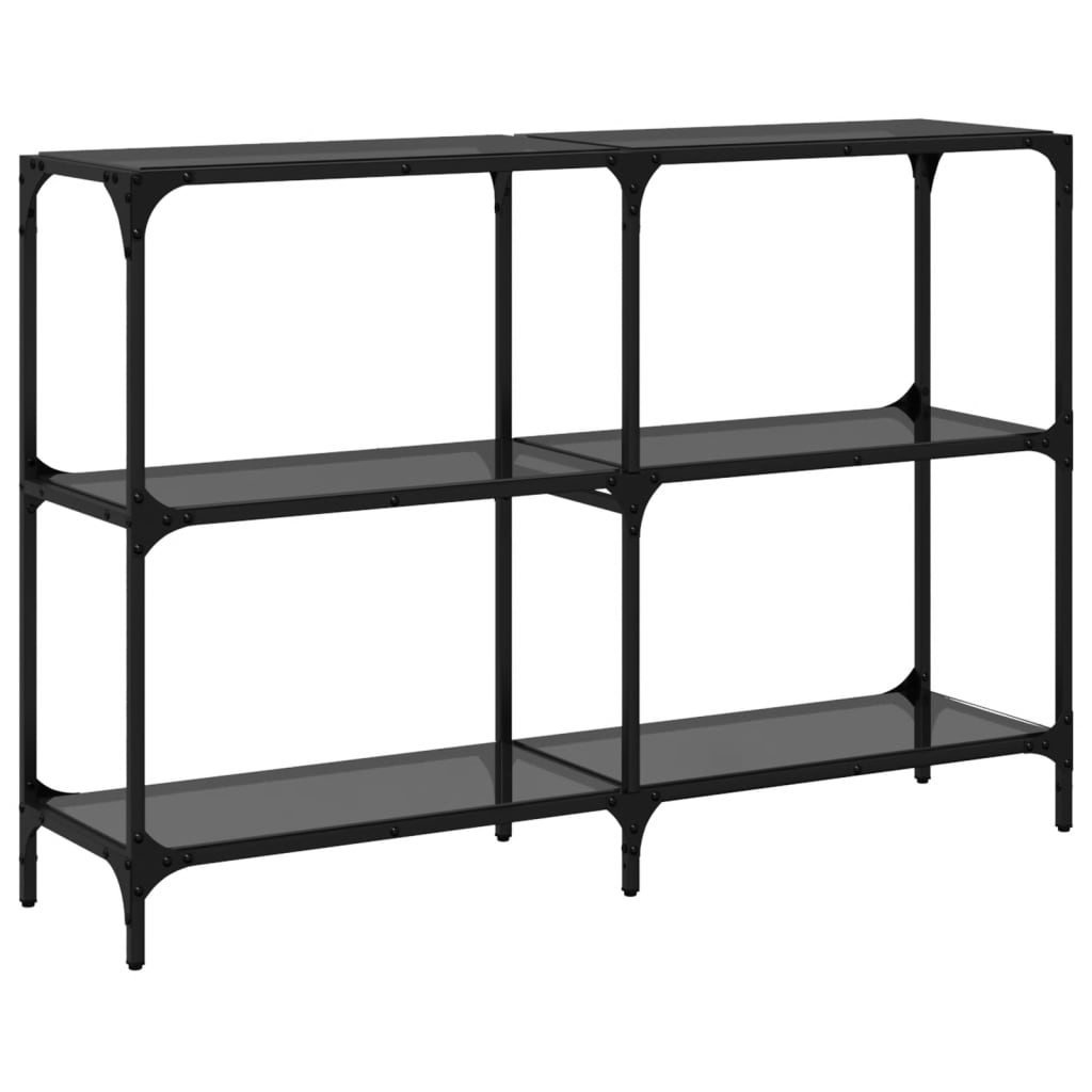 Sleek Console Table 118.5cm - Black Glass & Steel Frame