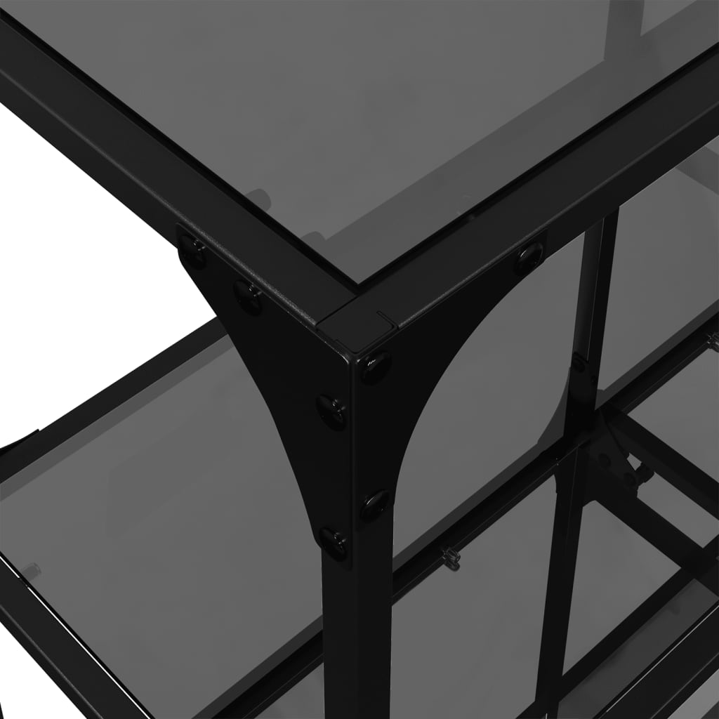 Sleek Console Table 118.5cm - Black Glass & Steel Frame