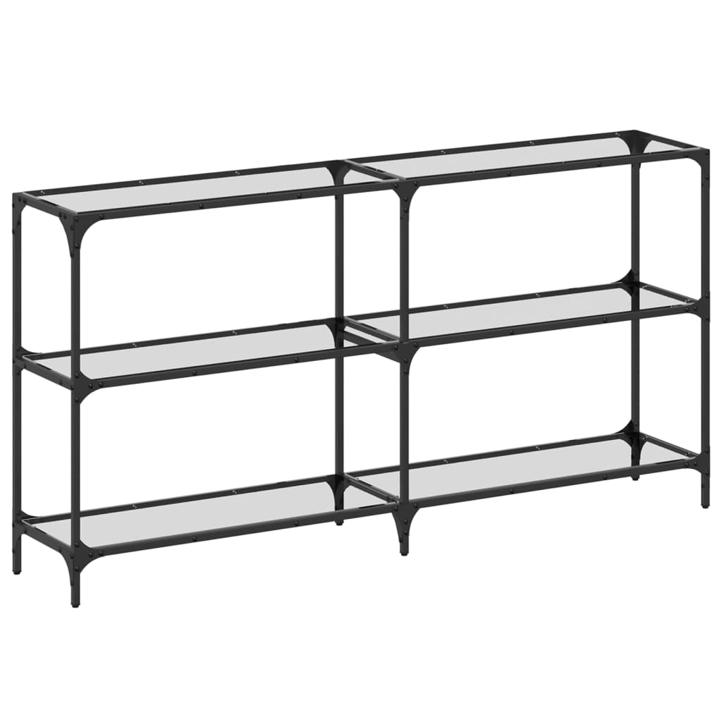 Sleek Steel Console Table with Transparent Glass Top 158.5x30x81 cm