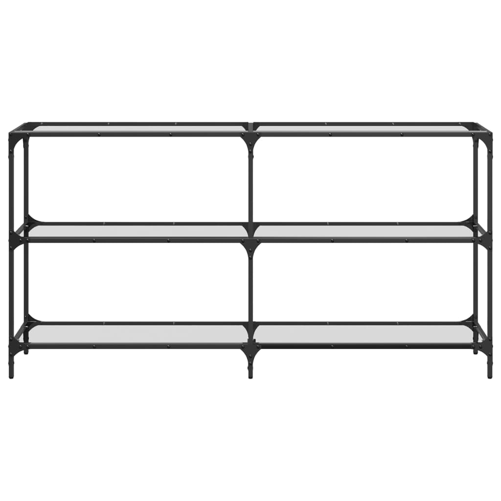 Sleek Steel Console Table with Transparent Glass Top 158.5x30x81 cm